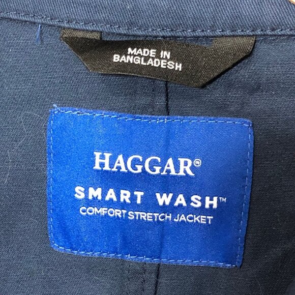 Haggar Jacket Mens L Slim Fit Smart Wash Comfort Stretch Navy Machine Wash NEW - Picture 6 of 7